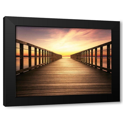 Bay Bridge Sunset Black Modern Wood Framed Art Print by Paulus