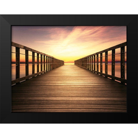 Bay Bridge Sunset Black Modern Wood Framed Art Print by Paulus