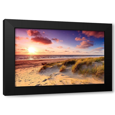Sand Dunes at Dusk Black Modern Wood Framed Art Print by Wollinga