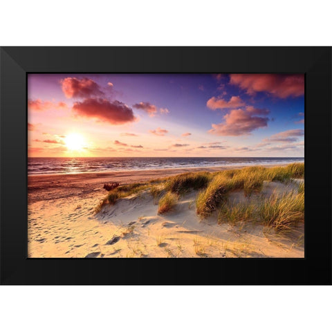 Sand Dunes at Dusk Black Modern Wood Framed Art Print by Wollinga