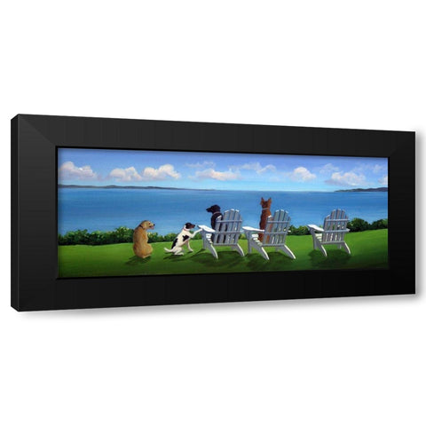 Pups with a View Black Modern Wood Framed Art Print by Saxe, Carol