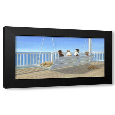 Tails on a Porch Swing Black Modern Wood Framed Art Print by Saxe, Carol