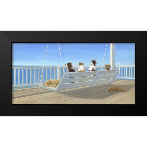Tails on a Porch Swing Black Modern Wood Framed Art Print by Saxe, Carol