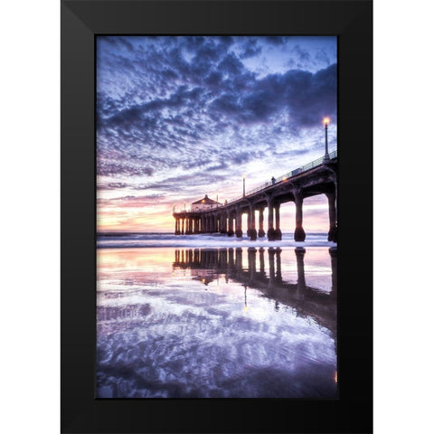 Manhattan Beach Pier, California Black Modern Wood Framed Art Print by Anonymous