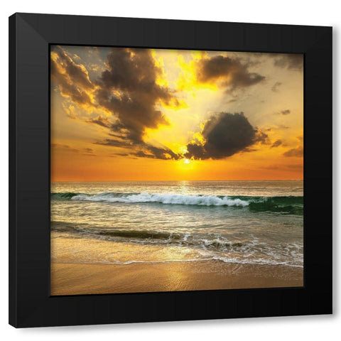 Sunset Over the Sea Black Modern Wood Framed Art Print by Below, S.