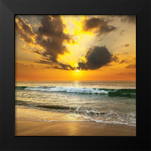 Sunset Over the Sea Black Modern Wood Framed Art Print by Below, S.