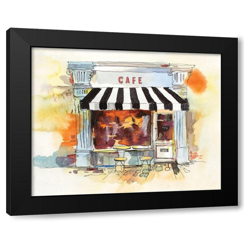 Euro Cafe Black Modern Wood Framed Art Print with Double Matting by Anonymous