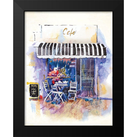 Cafe Terrace Black Modern Wood Framed Art Print by Anonymous