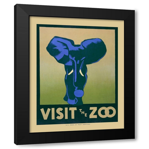 Visit The Zoo Black Modern Wood Framed Art Print by Anonymous