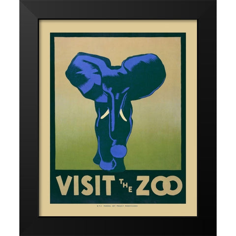 Visit The Zoo Black Modern Wood Framed Art Print by Anonymous