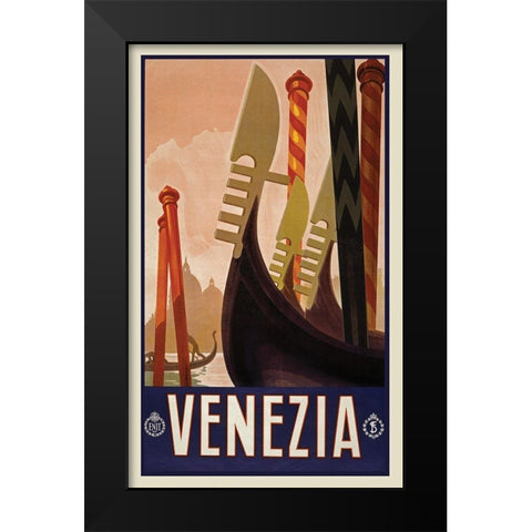 Venezia Black Modern Wood Framed Art Print by Anonymous