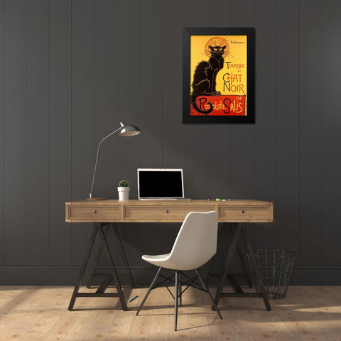 Le Chat Noir, 1896 Black Modern Wood Framed Art Print by Steinlen, Theophile