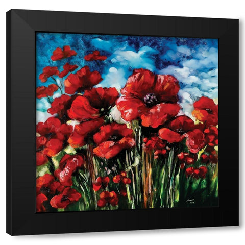 Poppy Field Black Modern Wood Framed Art Print by Sipos, Judit