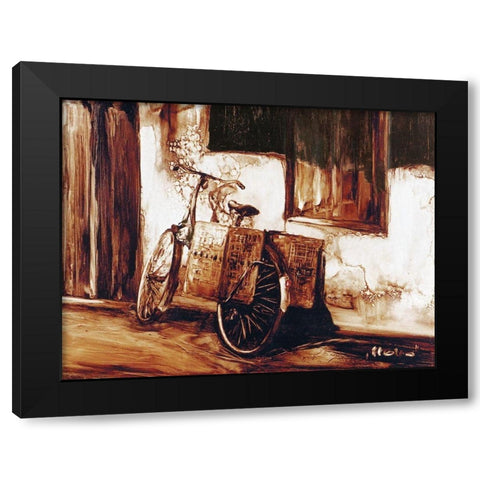 Cottage Bicycle Black Modern Wood Framed Art Print with Double Matting by Sipos, Judit