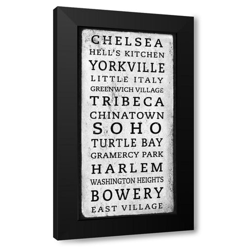 NYC Districts Sign BW Black Modern Wood Framed Art Print with Double Matting by Anonymous