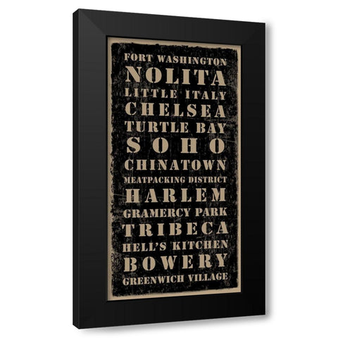 NYC Industrial Districts Sign Black Modern Wood Framed Art Print by Anonymous