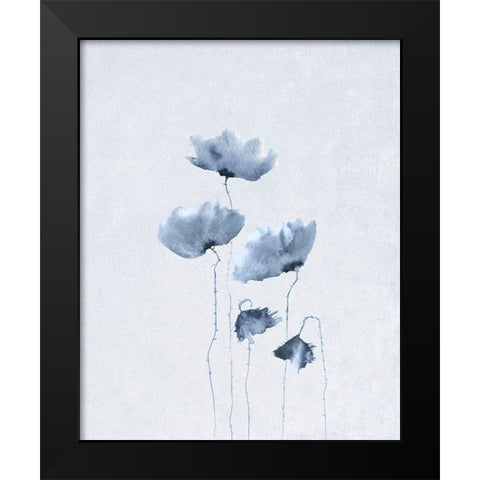 Blue Poppies 1  Black Modern Wood Framed Art Print by Anonymous