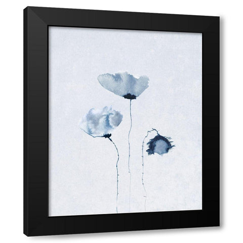 Blue Poppies 2 Black Modern Wood Framed Art Print with Double Matting by Anonymous