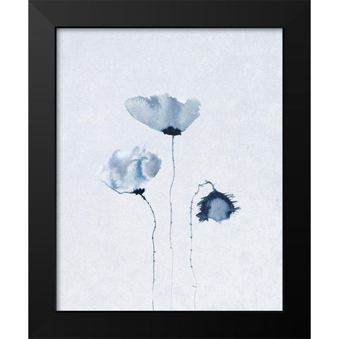 Blue Poppies 2 Black Modern Wood Framed Art Print by Anonymous