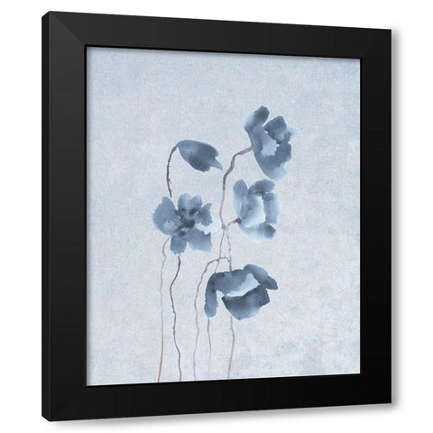 Blue Poppy Group Black Modern Wood Framed Art Print with Double Matting by Anonymous