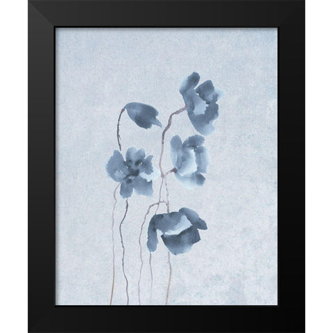 Blue Poppy Group Black Modern Wood Framed Art Print by Anonymous