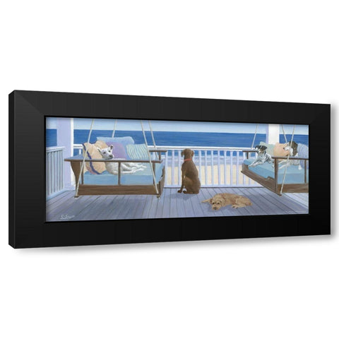 Swing Tails Black Modern Wood Framed Art Print by Saxe, Carol