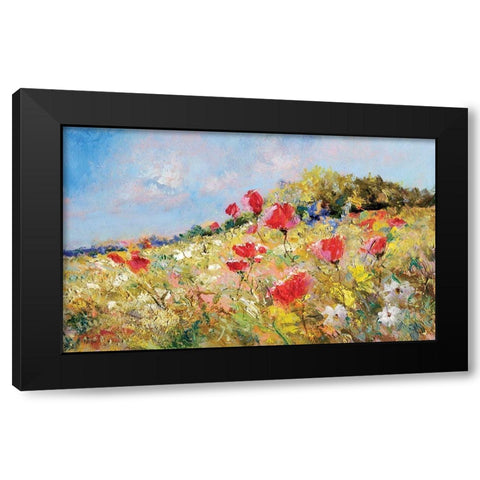 Wild Flower Hill Black Modern Wood Framed Art Print by Anonymous