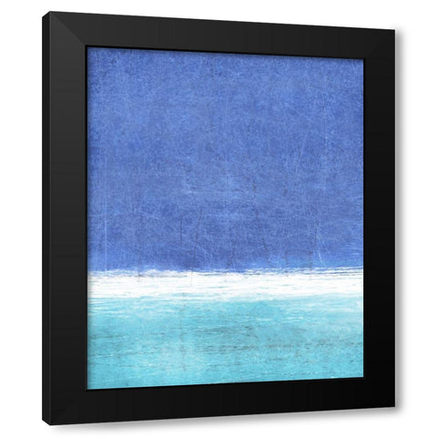 Blue Fields Abstract Black Modern Wood Framed Art Print with Double Matting by Tice, Carollynn