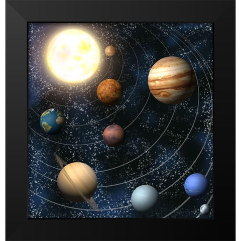 Our Solar System Black Modern Wood Framed Art Print by Georghiou, Christos