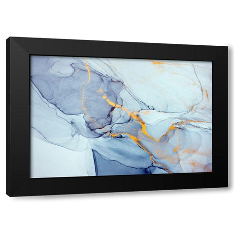 Abstract in Indigo and Gold  Black Modern Wood Framed Art Print by Dein, Mari