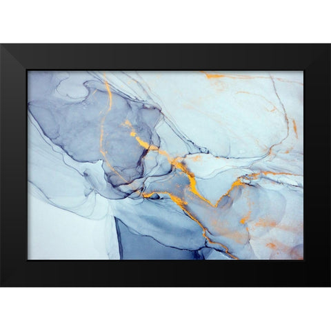 Abstract in Indigo and Gold  Black Modern Wood Framed Art Print by Dein, Mari