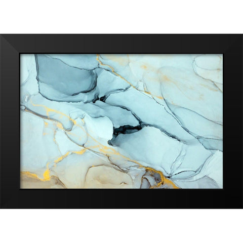 Turquoise Ink Abstract Black Modern Wood Framed Art Print by Dein, Mari