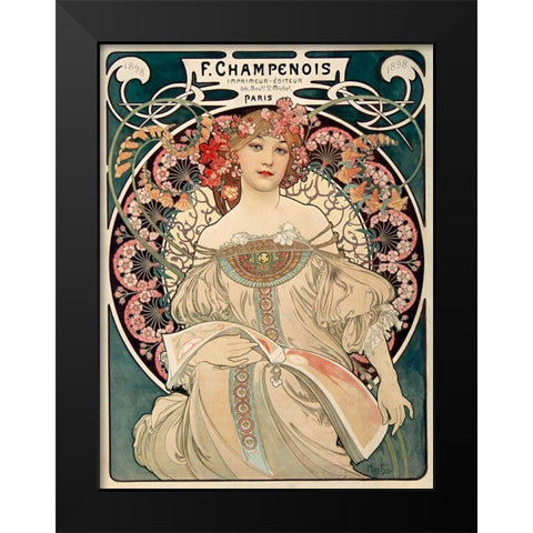 F. Champenois Black Modern Wood Framed Art Print by Mucha, Alphonse