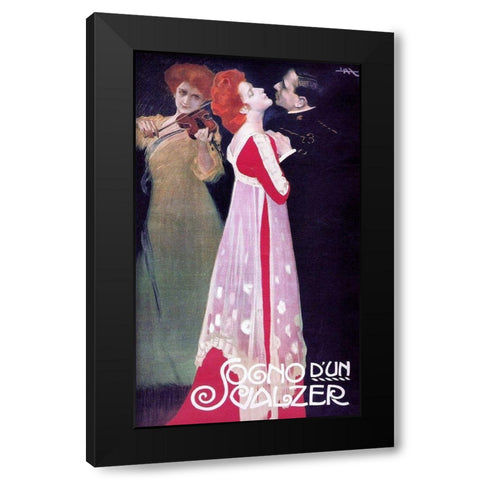 Sogno dun Valzer Black Modern Wood Framed Art Print with Double Matting by Metlicovitz, Leopoldo