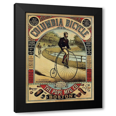 Columbia Bicycle Black Modern Wood Framed Art Print with Double Matting by Anon