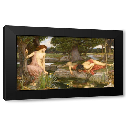 Echo And Narcissus Black Modern Wood Framed Art Print with Double Matting by Waterhouse, J. W.