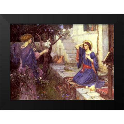 The Annunciation Black Modern Wood Framed Art Print by Waterhouse, J. W.