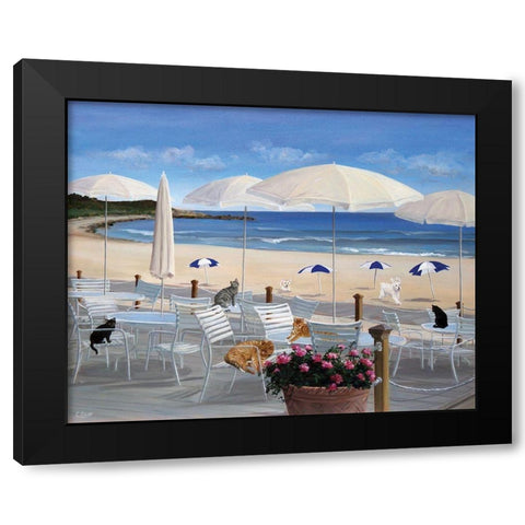 Beach Club Deck 2 Black Modern Wood Framed Art Print with Double Matting by Saxe, Carol