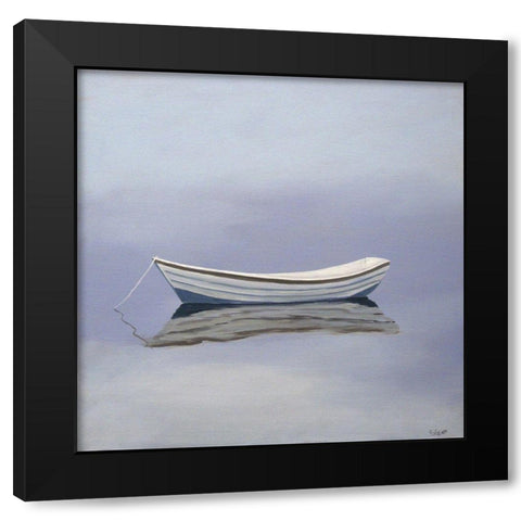 Moored Rowboat Black Modern Wood Framed Art Print with Double Matting by Saxe, Carol