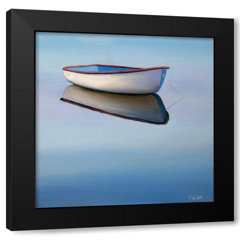 Moored Rowboat II Black Modern Wood Framed Art Print with Double Matting by Saxe, Carol