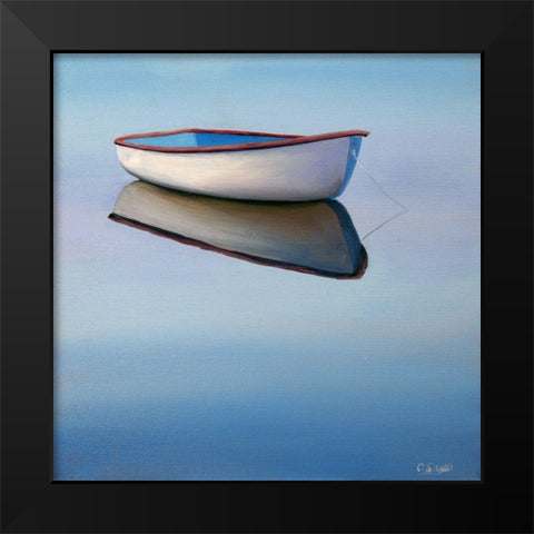 Moored Rowboat II Black Modern Wood Framed Art Print by Saxe, Carol