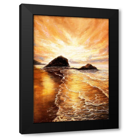 Sunset Over Beach Black Modern Wood Framed Art Print by Dimitrov, Boyan