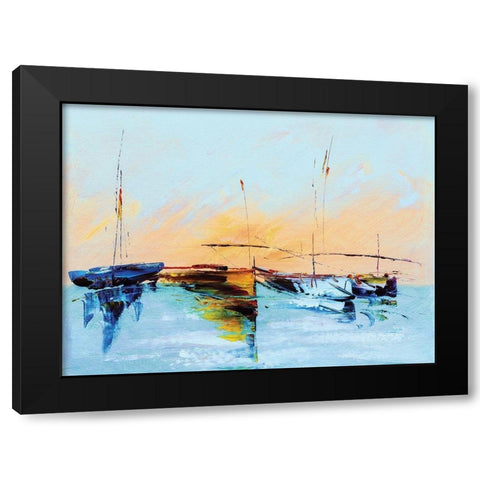 Sailboat Abstract Black Modern Wood Framed Art Print by Chen, Yung Chao