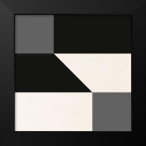 Geometric Abstract Black and Grey Black Modern Wood Framed Art Print by Inuit