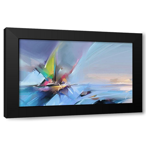 Colorful Oil Seascape Black Modern Wood Framed Art Print by Pornmingmas, N.