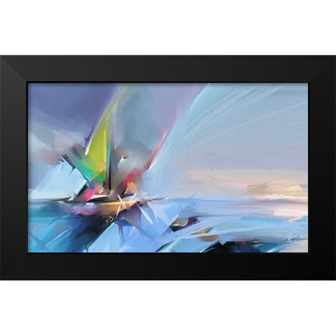 Colorful Oil Seascape Black Modern Wood Framed Art Print by Pornmingmas, N.