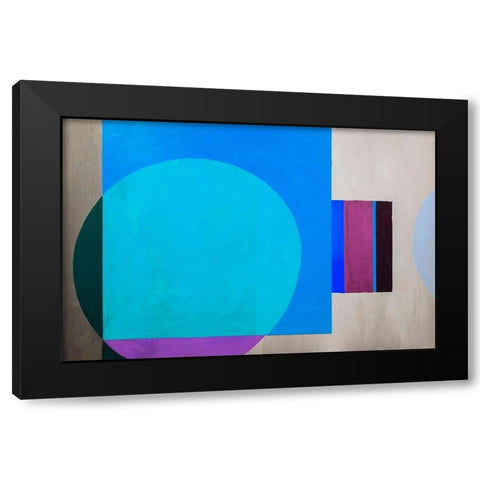 Geometric Abstract of circles and squares Black Modern Wood Framed Art Print with Double Matting by Anonymous