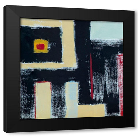 Abstract of Connected Black Shapes I Black Modern Wood Framed Art Print by Anonymous