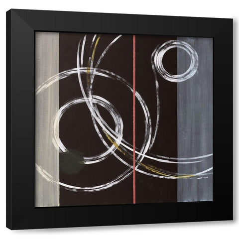 Abstract with Rings Black Modern Wood Framed Art Print with Double Matting by Anonymous