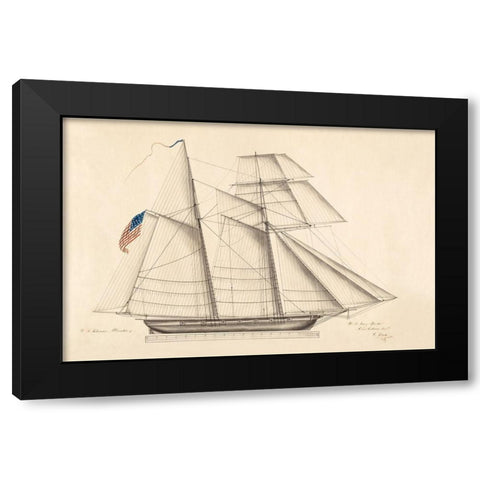 U.S. Alligator Sailboat Black Modern Wood Framed Art Print with Double Matting by Anonymous